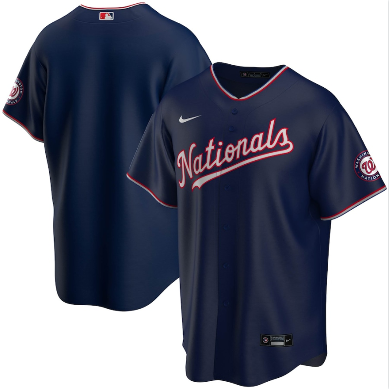 Men's Washington Nationals Black Blue Base Stitched Jersey